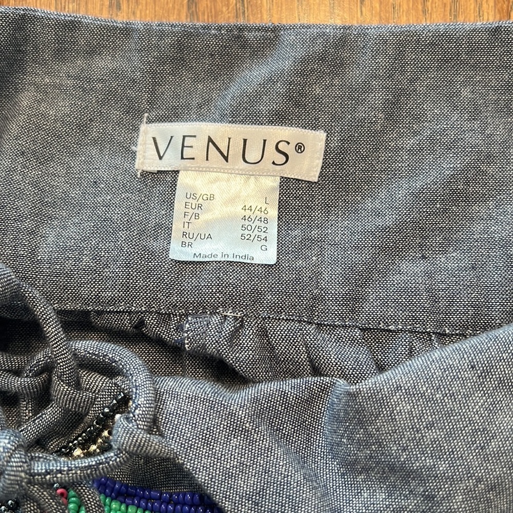 Venus Gray Denim Embellished Beaded Maxi Dress Size L - Picture 10 of 10